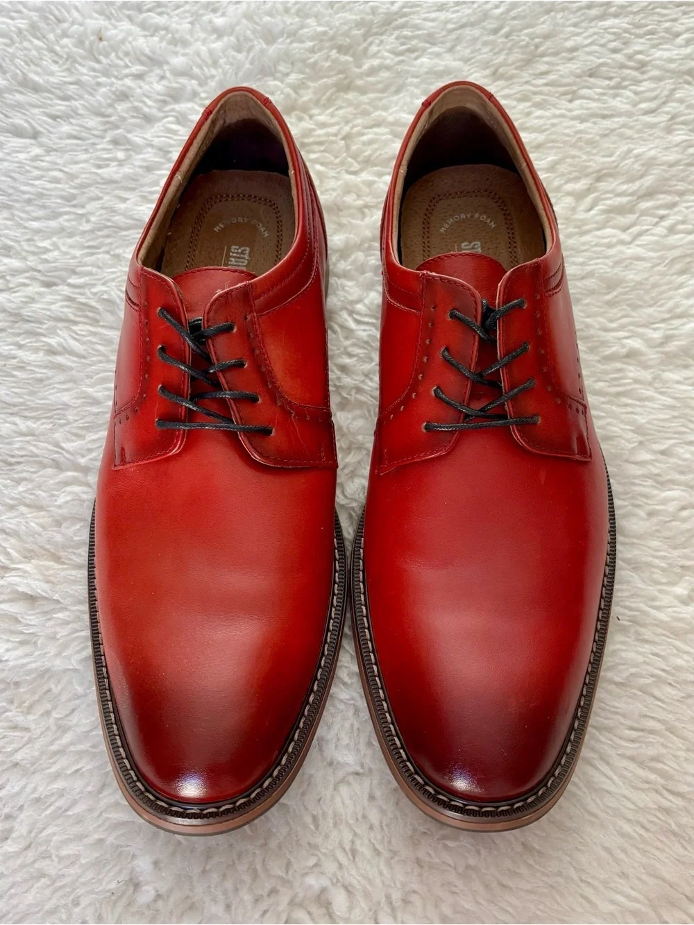 Stacy Adam’s Men's Red/Brown Gradient Leather Memory foam Derby Shoes size 12 M